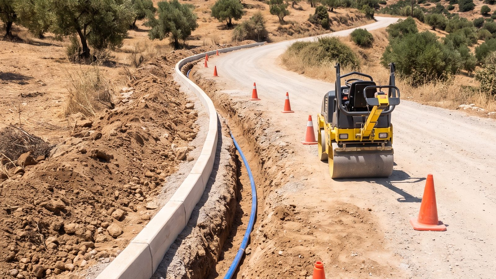 Οδικά έργα σε επαρχιακό δρόμο. Ενδεικτική εικόνα.